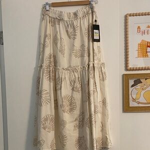 Jones New York nautical beachy Cream and Tan Maxi Skirt medium nwt